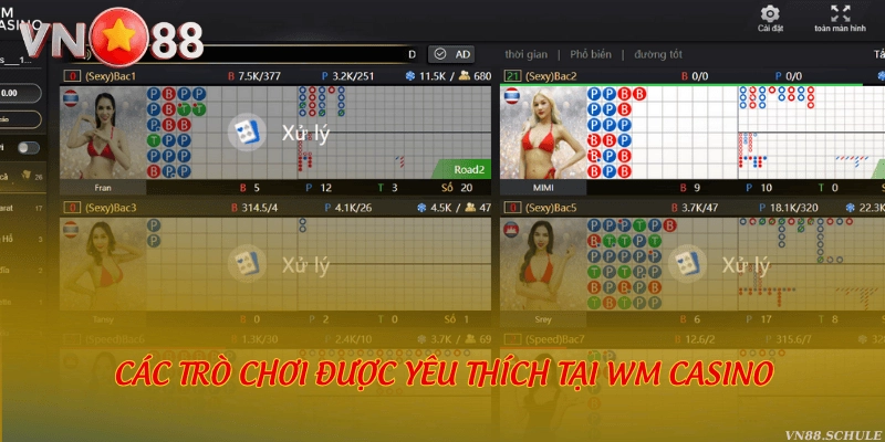 Các trò chơi được yêu thích tại WM Casino