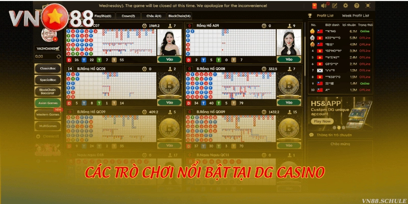 Các trò chơi nổi bật tại DG Casino