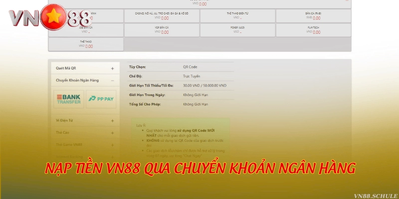 Nạp tiền VN88 qua chuyển khoản ngân hàng